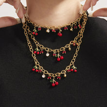316L Stainless Steel Enamel Red Cherry Zircon Necklace and Bracelet Set - Image 8
