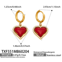 316L Stainless Steel Enamel Red Heart Zircon Dainty Collection - Image 1