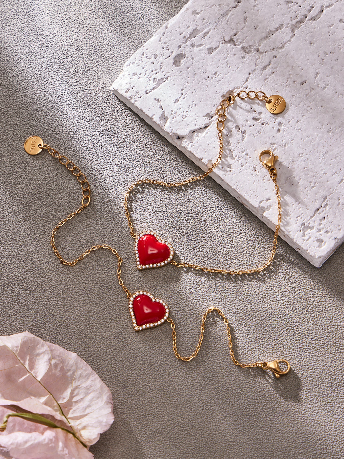 316L Stainless Steel Enamel Red Heart Zircon Dainty Collection - Image 10