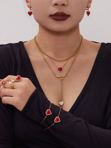 316L Stainless Steel Enamel Red Heart Zircon Dainty Collection - Image 11