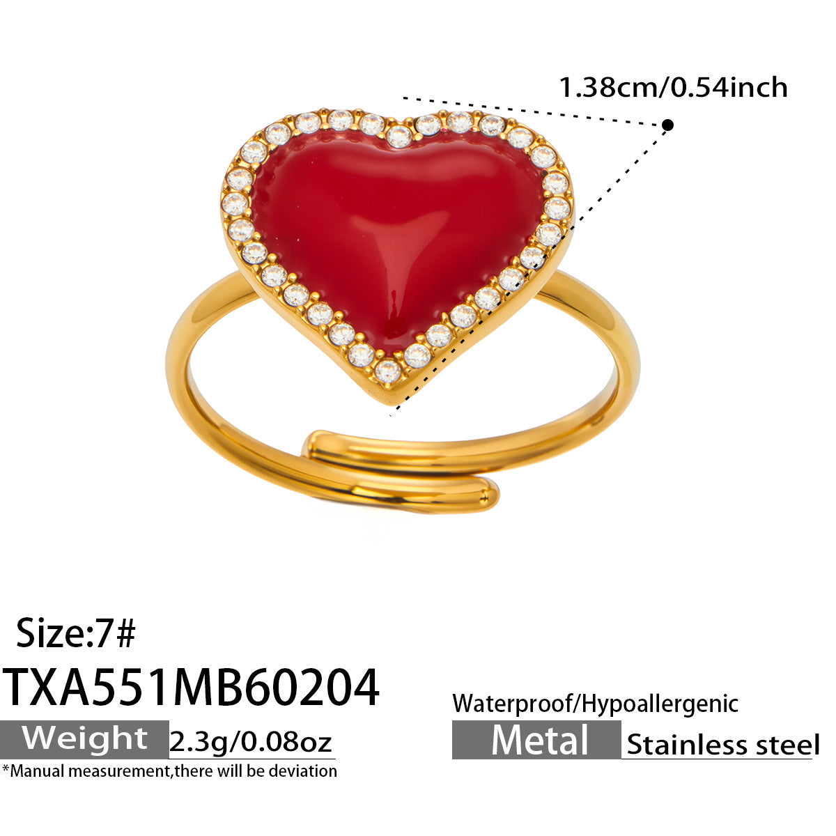 316L Stainless Steel Enamel Red Heart Zircon Dainty Collection - Image 12