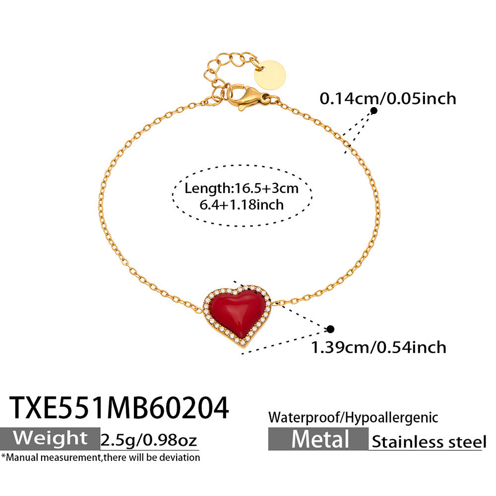 316L Stainless Steel Enamel Red Heart Zircon Dainty Collection - Image 17