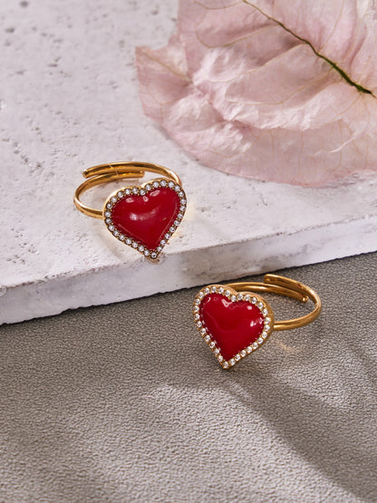 316L Stainless Steel Enamel Red Heart Zircon Dainty Collection - Image 18
