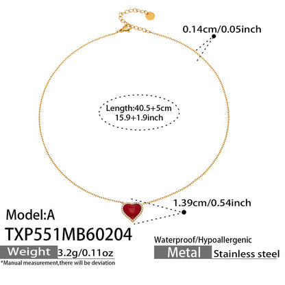 316L Stainless Steel Enamel Red Heart Zircon Dainty Collection - Image 2