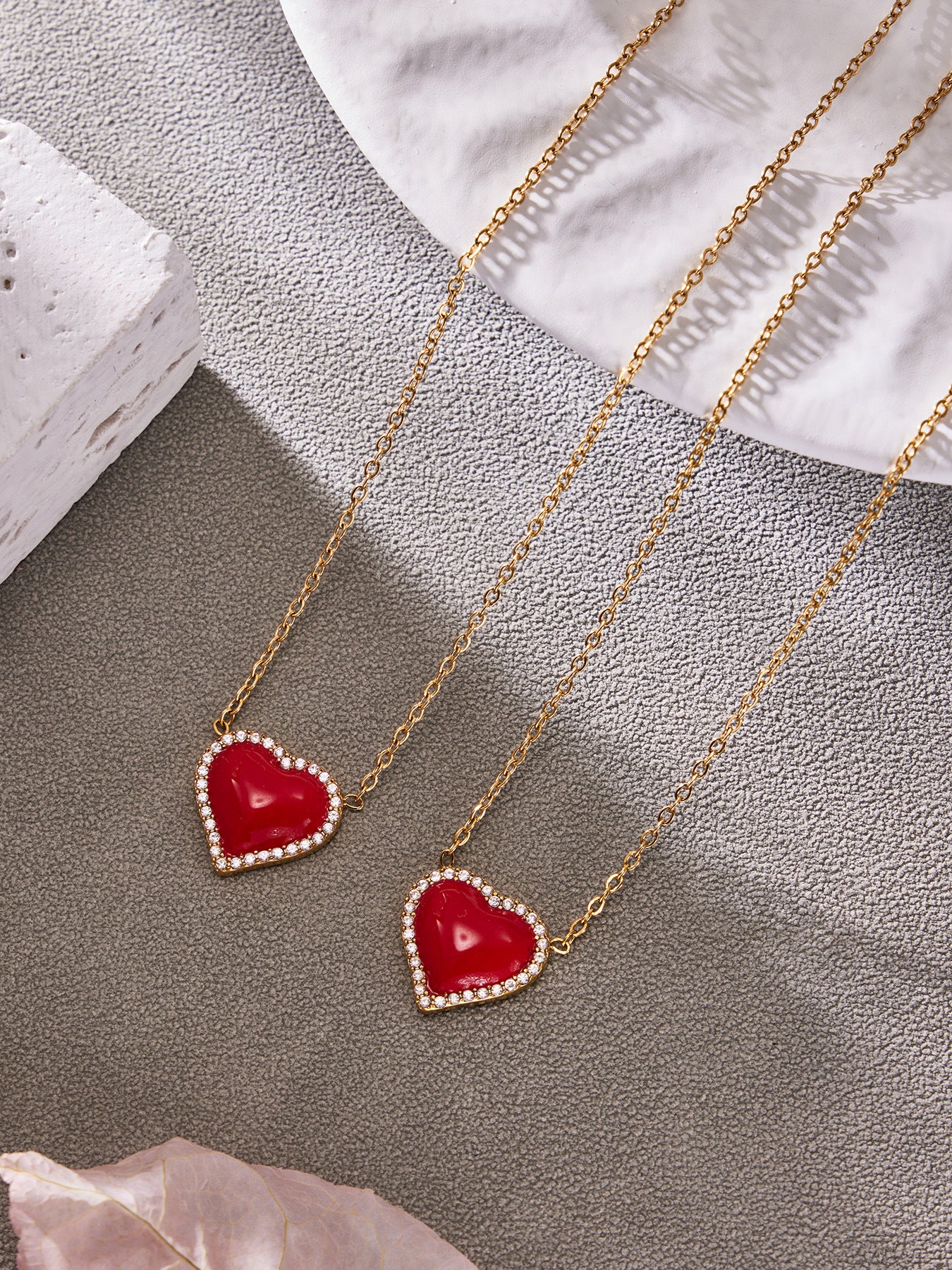 316L Stainless Steel Enamel Red Heart Zircon Dainty Collection - Image 4