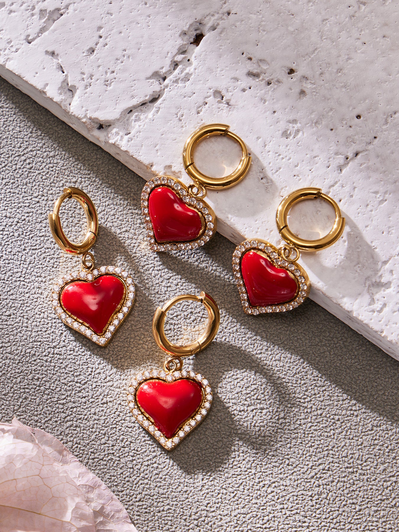 316L Stainless Steel Enamel Red Heart Zircon Dainty Collection - Image 5