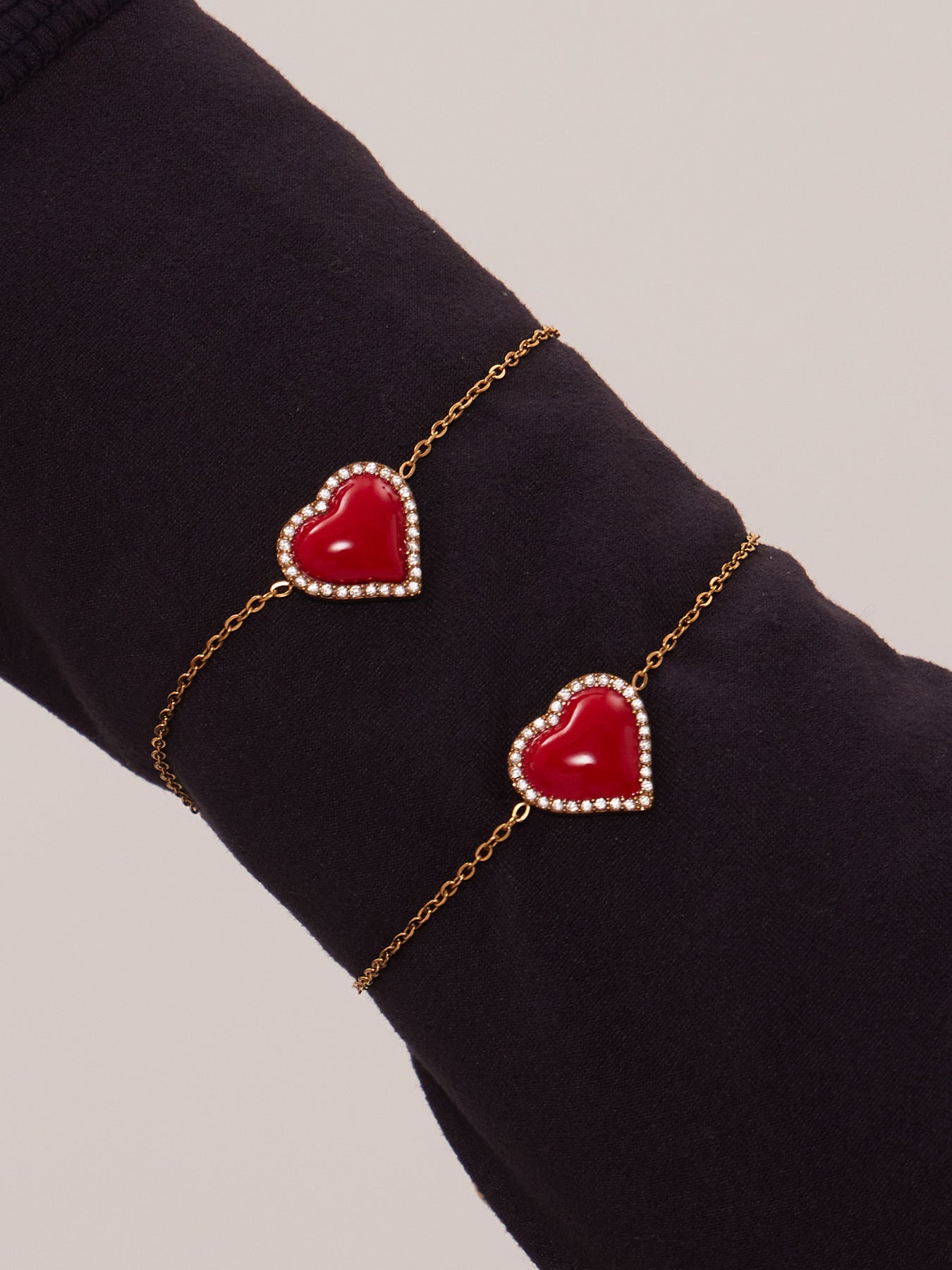 316L Stainless Steel Enamel Red Heart Zircon Dainty Collection - Image 6