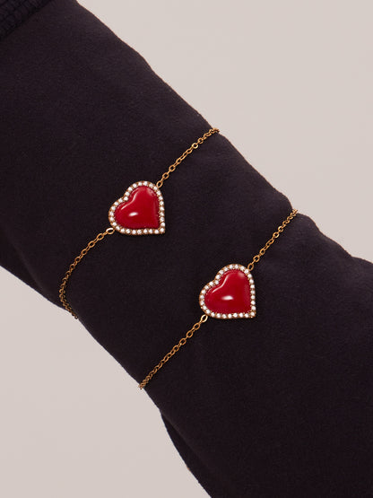 316L Stainless Steel Enamel Red Heart Zircon Dainty Collection - Image 6