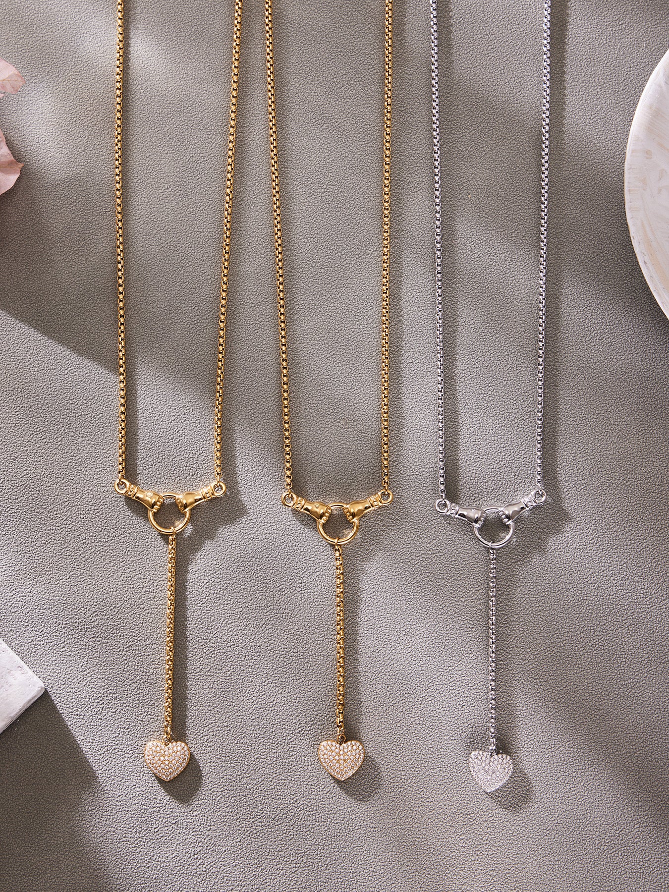 316L Stainless Steel Enamel Red Heart Zircon Dainty Collection - Image 7