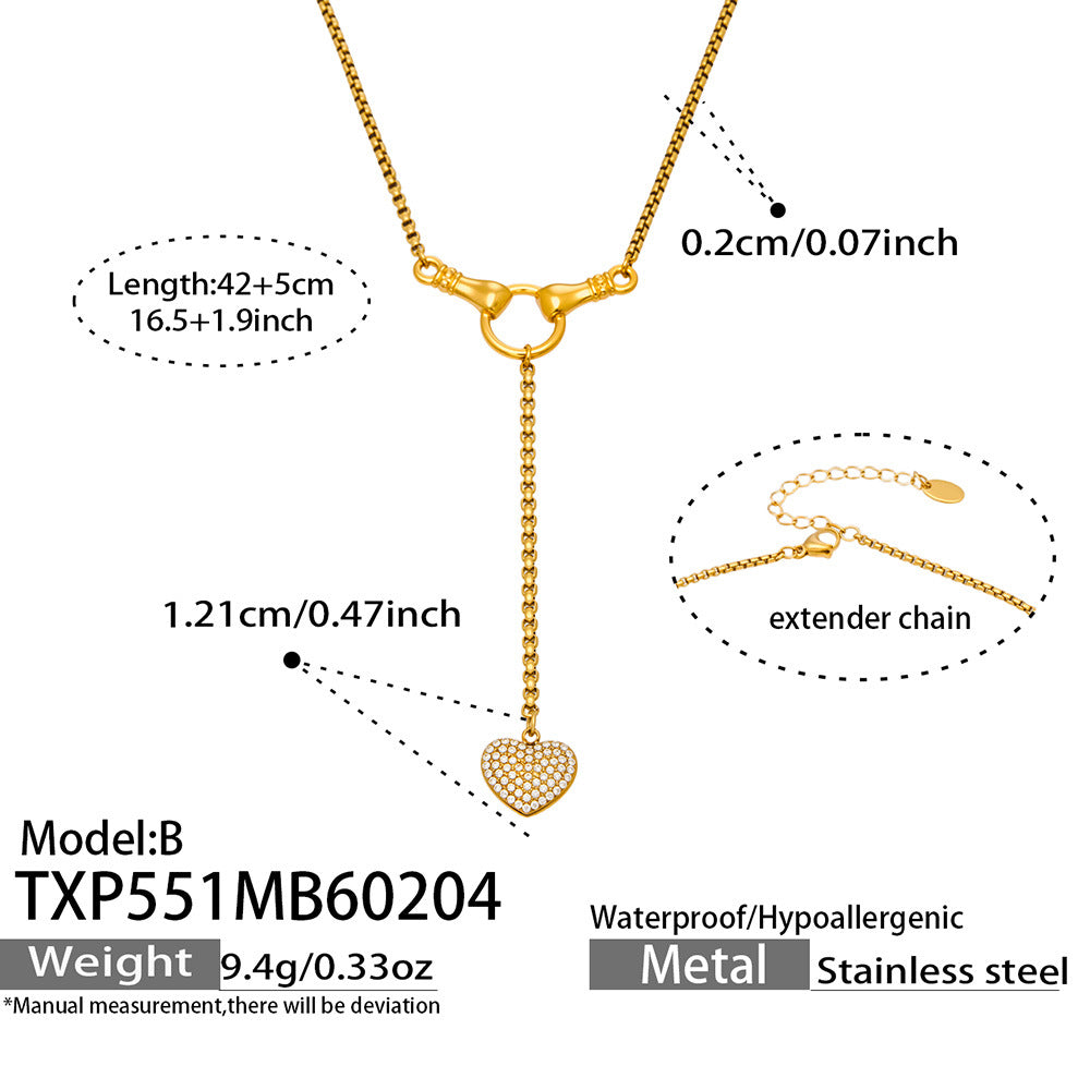 316L Stainless Steel Enamel Red Heart Zircon Dainty Collection - Image 8