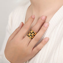 Stunning elegant 316L stainless steel ring with enamel details.