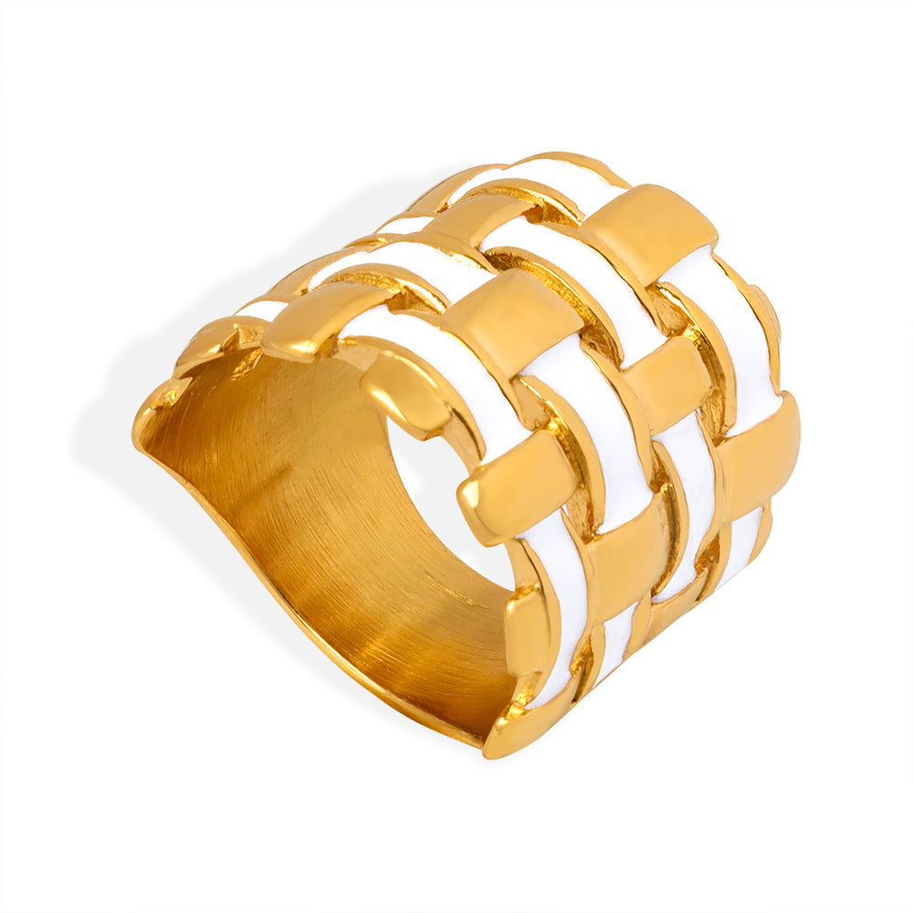 316L Stainless Steel 18K PVD Gold Enamel Droplet Ring made with 316L stainless steel and 18K PVD gold finish for wholesale jewelry buyers - image 5