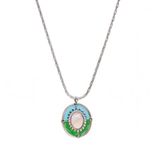 316L stainless steel enamel shell pendant necklace with ocean blue and green design, vacation beach jewelry for women
