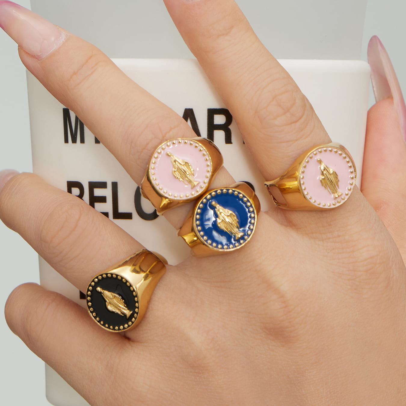 316L stainless steel enamel signet ring suitable for private label and wholesale branding