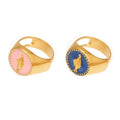 316L Stainless Steel Enamel Icon Signet Ring
