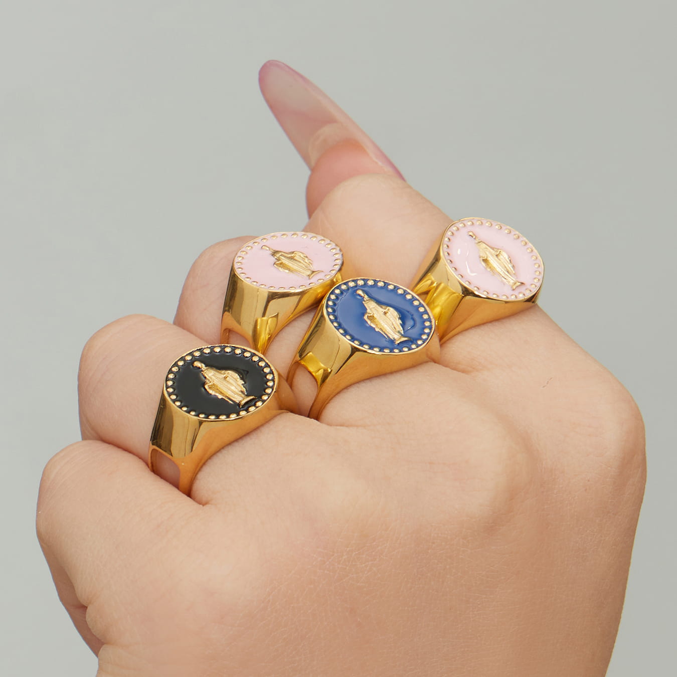 316L Stainless Steel Enamel Icon Signet Ring