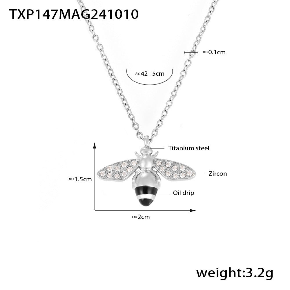 316L Stainless Steel Enamel Zircon Bee Charm Jewelry Collection - Image 11