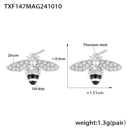 316L Stainless Steel Enamel Zircon Bee Charm Jewelry Collection - Image 4