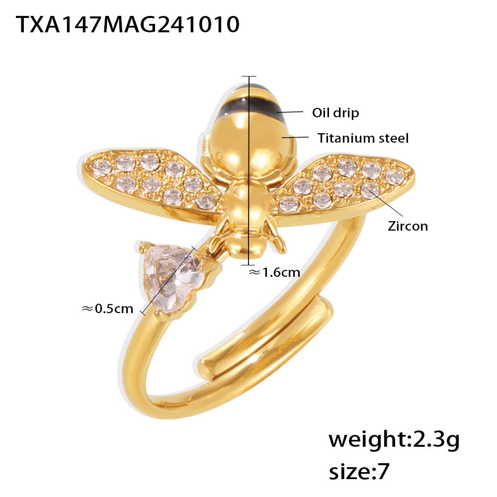 316L Stainless Steel Enamel Zircon Bee Charm Jewelry Collection - Image 8