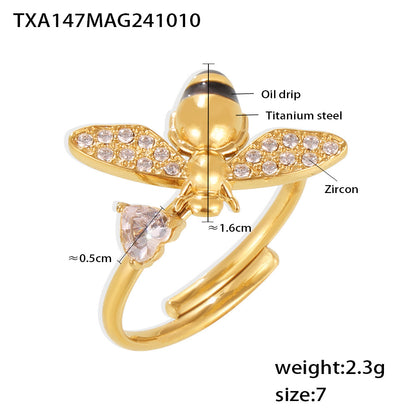 316L Stainless Steel Enamel Zircon Bee Charm Jewelry Collection - Image 8