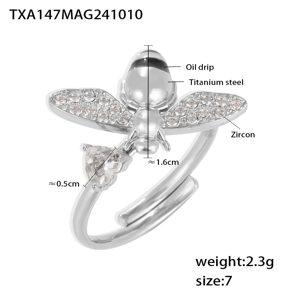 316L Stainless Steel Enamel Zircon Bee Charm Jewelry Collection - Image 9