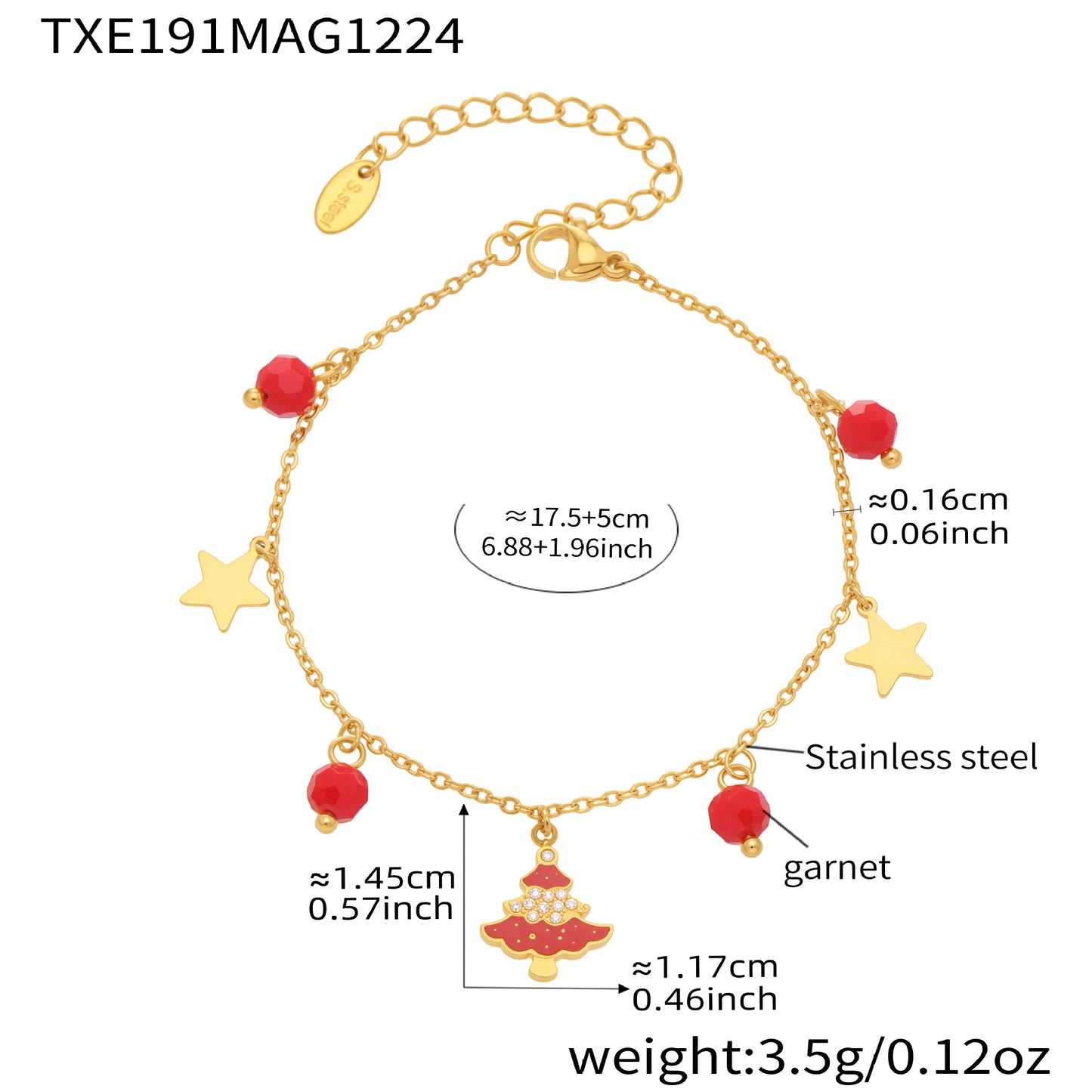 316L Stainless Steel Enamel & Zircon Christmas Tree Festive Jewelry Set - Image 5