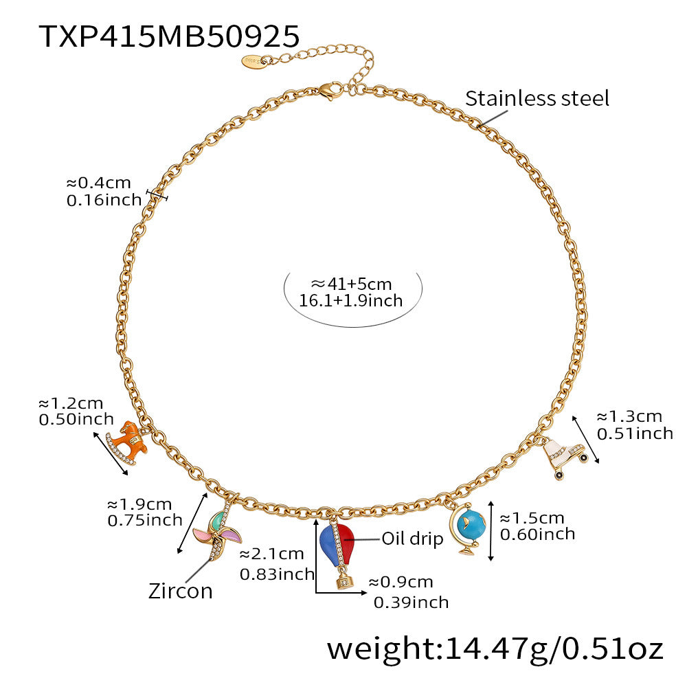316L Stainless Steel Enamel Zircon Versatile Charm Collection - Image 12