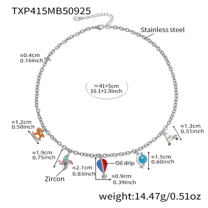 316L Stainless Steel Enamel Zircon Versatile Charm Collection - Image 5