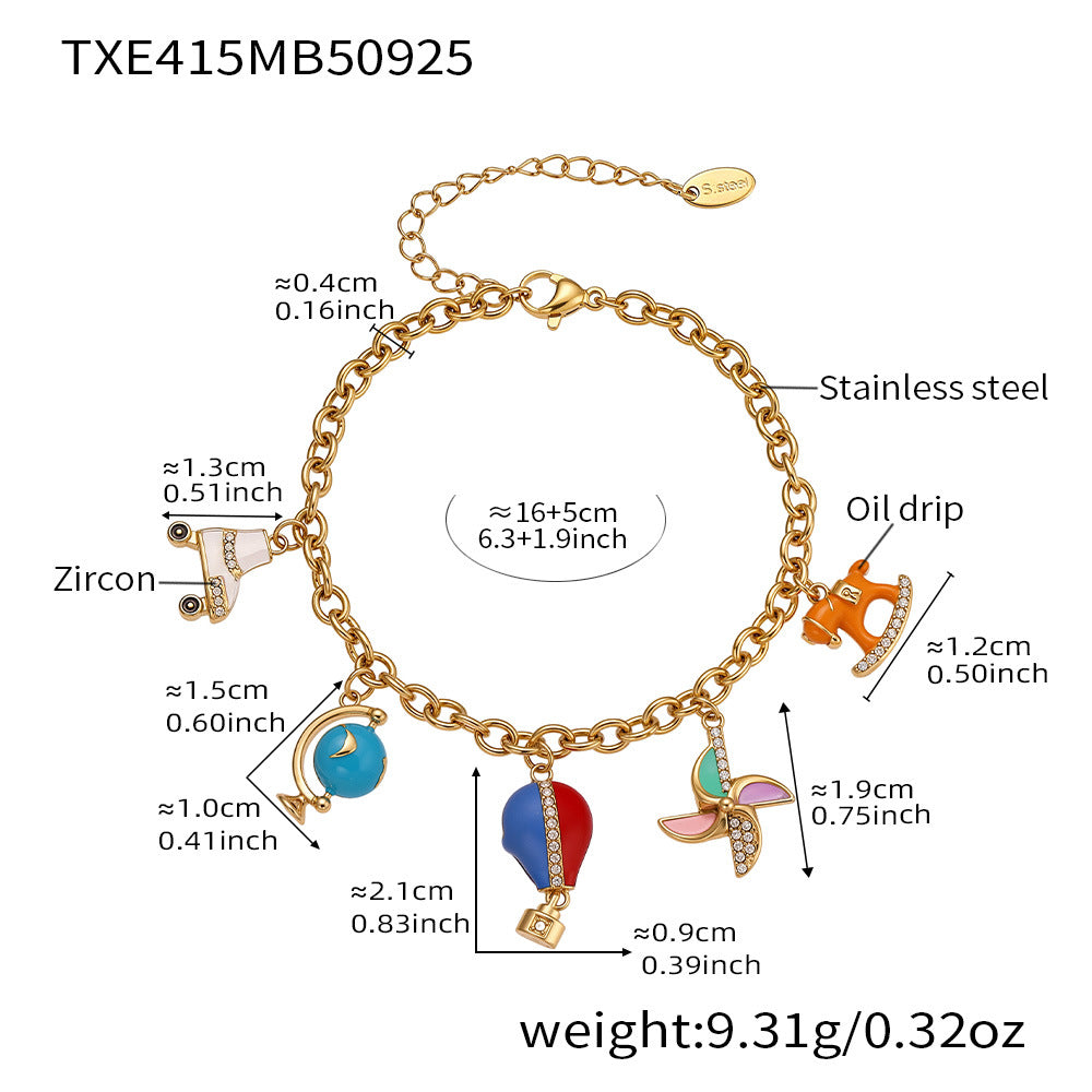 316L Stainless Steel Enamel Zircon Versatile Charm Collection - Image 6
