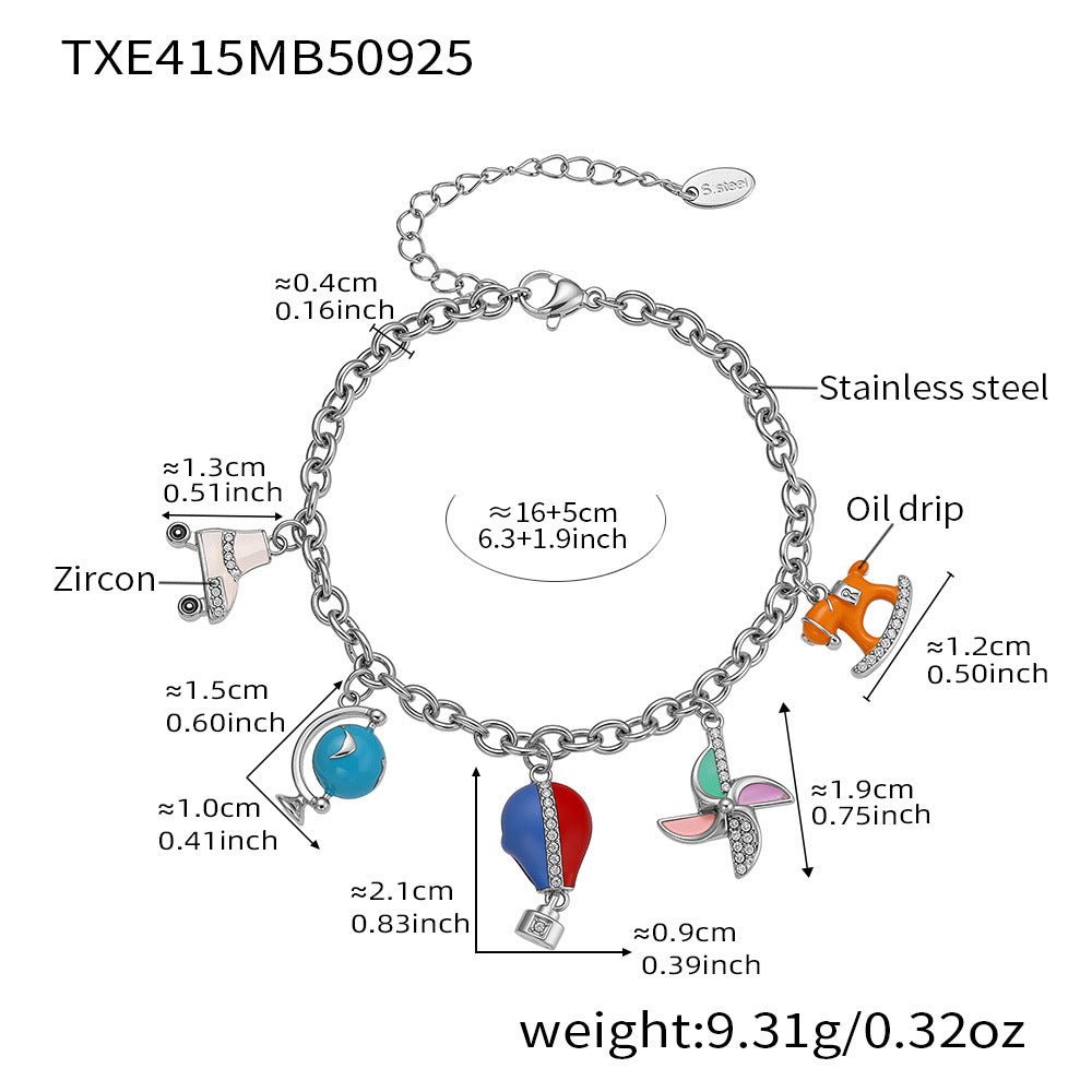 316L Stainless Steel Enamel Zircon Versatile Charm Collection - Image 8