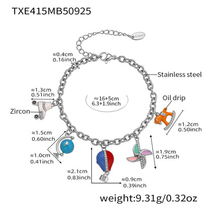 316L Stainless Steel Enamel Zircon Versatile Charm Collection - Image 8