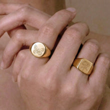 316L Stainless Steel Butterfly & Peony Engraved Signet Ring