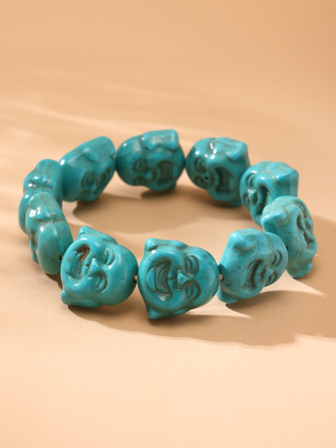 316L Stainless Steel Exquisitely Carved Natural Stone Maitreya Buddha Beaded Bracelet - Image 4