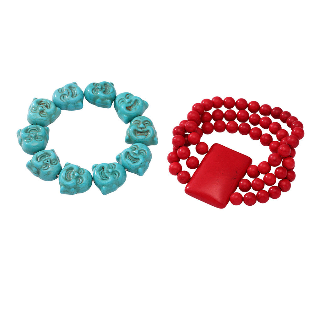 316L Stainless Steel Exquisitely Carved Natural Stone Maitreya Buddha Beaded Bracelet - Image 7