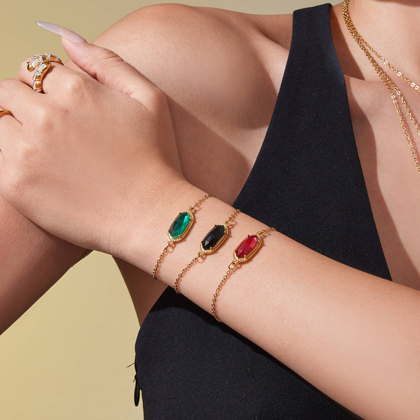 316L Stainless Steel Faceted Gemstone & Pavé Clover Jewelry - Image 13