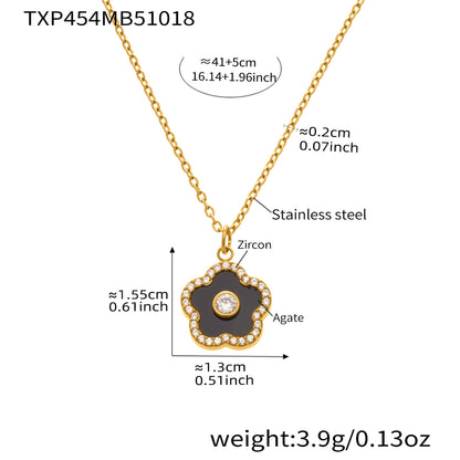 316L Stainless Steel Faceted Gemstone & Pavé Clover Jewelry - Image 2