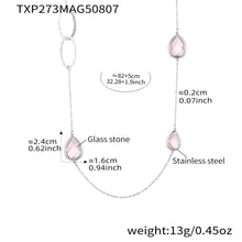 316L Stainless Steel Faceted Glass & Hollow Circle Long Statement Necklace