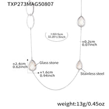 316L Stainless Steel Faceted Glass & Hollow Circle Long Statement Necklace