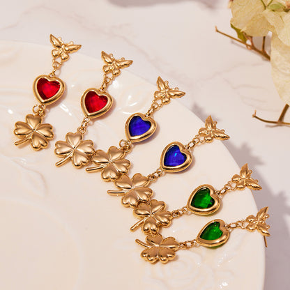 316L Stainless Steel Faceted Heart Zircon Earrings - Image 10