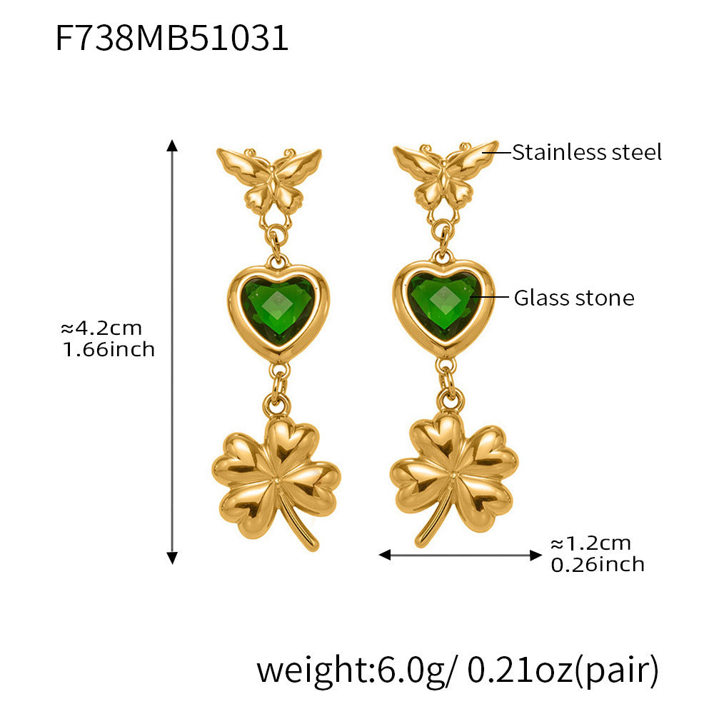 316L Stainless Steel Faceted Heart Zircon Earrings - Image 11