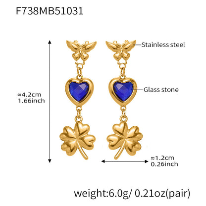 316L Stainless Steel Faceted Heart Zircon Earrings - Image 12