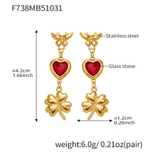 316L Stainless Steel Faceted Heart Zircon Earrings - Image 3