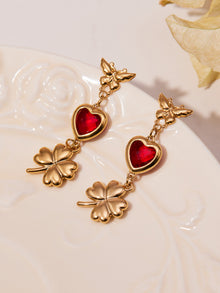 316L Stainless Steel Faceted Heart Zircon Earrings - Image 5
