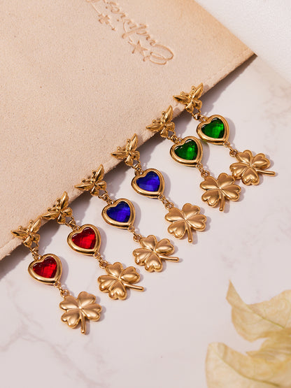 316L Stainless Steel Faceted Heart Zircon Earrings - Image 6