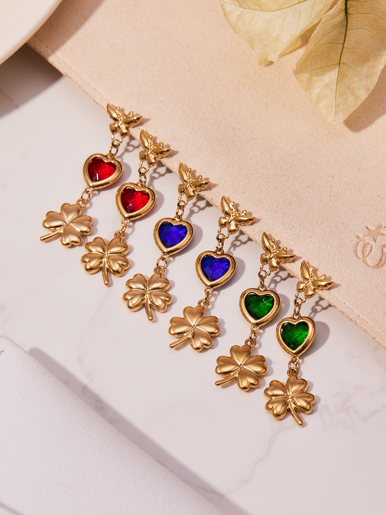 316L Stainless Steel Faceted Heart Zircon Earrings - Image 7