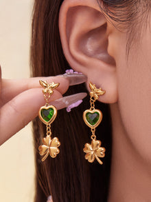 316L Stainless Steel Faceted Heart Zircon Earrings - Image 8