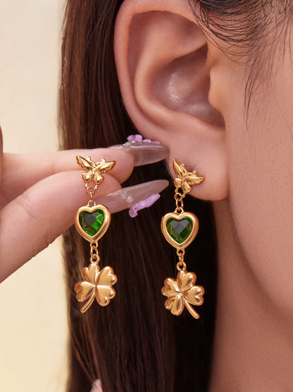 316L Stainless Steel Faceted Heart Zircon Earrings - Image 8