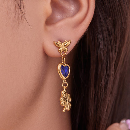 316L Stainless Steel Faceted Heart Zircon Earrings - Image 9