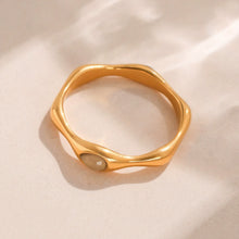 316L stainless steel Faceted Natural Rose Quartz Bamboo Ring flat lay display for wholesale ring buyers