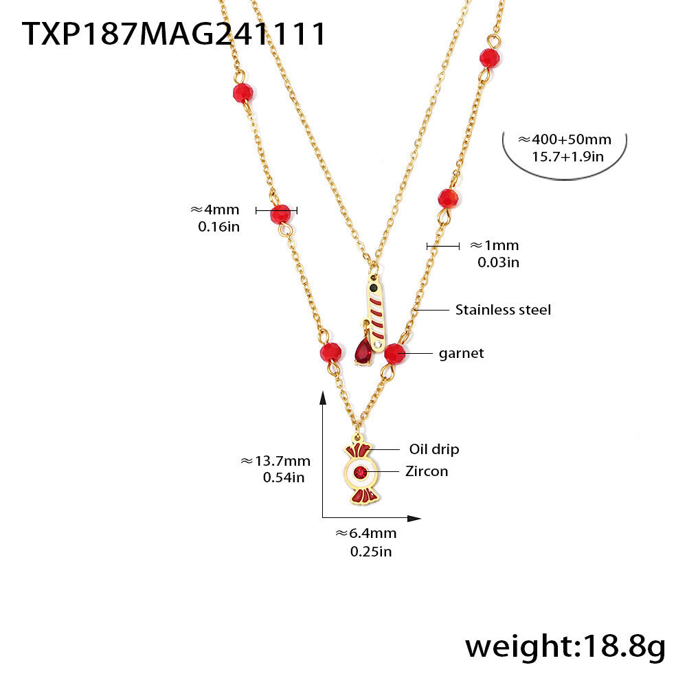 316L Stainless Steel Festive Garnet & Christmas Charm Jewelry Collection - Image 12